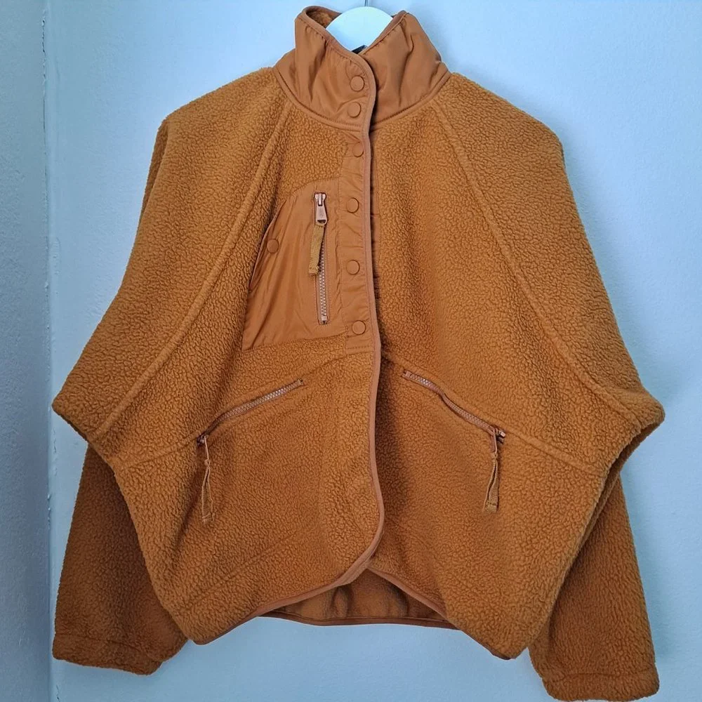 Free People Mustard Yellow Sherpa Jacket